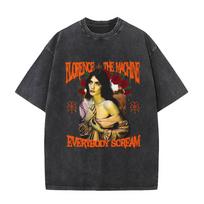 Vintage Washed Florence + The Machine Everybody Scream Tour 2026 T-Shirts Men's Women Gothic Punk Clothing Short Sleeve T-Shirt S įvairiaspalvis