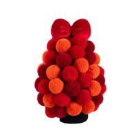 Small Artificial Christmas Tree with Red Pom Poms - Tabletop Decoration for Desk Home, 2026 Holiday Decor One Size