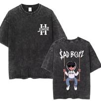Washed Vintage Junior H Sad Boyz Graphic T-shirt Men's Fashion Oversized Pure Cotton Tshirt Men Women Hip Hop Vintage T Shirts S įvairiaspalvis