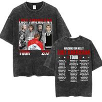 Rock Rap Machine Gun Kelly MGK Lost Americana Tour 2026 Graphic T-shirts Men's Women Vintage Washed Oversized T Shirt Streetwear S įvairiaspalvis