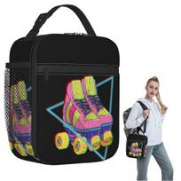 Retro Roller Skates Colorful Insulated Lunch Bag for Women Kids Portable Food Boxes Thermal Lunch Box Tote One Size