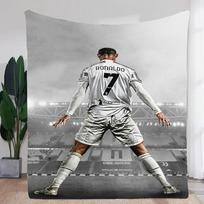 Dynamic Soccer Player 'RONALDO' Number 7 Graphic Throw Blanket - Soft and Cozy Microfiber Blanket Featuring Black and White Desi Size: 75*100cm, Weight: 230 GSM gray