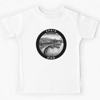 Vigo Spain Linocut Style  Kids T-Shirt 130