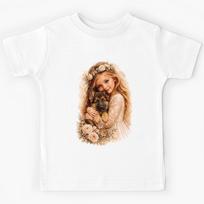 Girl Hugging German Shepherd Puppy Kids T-Shirt 120