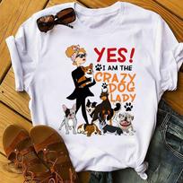 Womens Yes I Am The Crazy Dog Lady T-Shirt Funny Dog Lover Gift T-Shirt- Dog Lover Gift, Funny Dog Shirt, Summer Shirt, Cool Dog, Dog Shirt 4XL