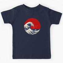 The great wave off Kanagawa, Mount Fuji, Japan sun, symbol Kids T-Shirt 150