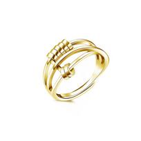 Gold Fidget Ring with Beads for Women Girl Adjustment Open Stacking Finger Ring 1