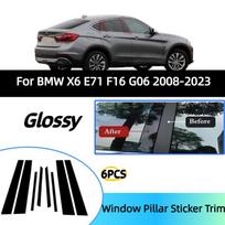 For BMW X6 E71 F16 G06 2008-2023 model window decorative pillar panel bright black center pillar sticker 20-23 X6-G06 8PCS