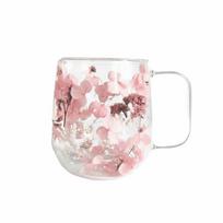 250/390ML Dried Flower Cup Flower Pattern Clear Glass Cup Dried Flower Glass Cup  Office Use 250ml rožinė