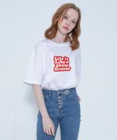 Graver [Unisex] Life Logo Font Short Sleeve T-Shirt_White White/S
