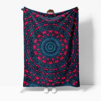 Vibrant Mandala Fleece Blanket - Geometric Pattern Throw Sofa Bed Cover for Living Room Bedroom Decoration Size: 75*100cm, Weight: 230 GSM