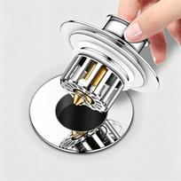 Modern Brass Bathtub Drain Stopper Anti-Odor Universal Press-Type Pop-Up Plug Electroplating Surface Easy Clean (Silver,Brass) sidabras