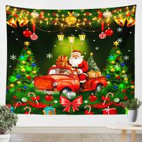 Santa Claus Tapestry Red Car Tapestries Art Home Decoration Bedroom Decor Living Room Door Green Trees Tapestry Wall Hanging 100X70CM