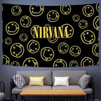 New album Band N-NirvanaS Cool Tapestry Background Hanging Cloth Bedroom Tapestry Room Decor Aesthetic Tapestry Wall Hanging 100X70CM yellow