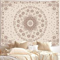 Bohemian Floral Mandala Tapestries, Bohemian-Style Flower Badge Tapestries, And Elegant Beige/Brown Fashion Decorations 100X70CM