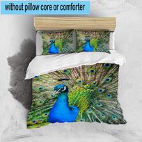Peacock Displaying Plumage 3pcs Bedding,Including 1pc Duvet Cover And 2pcs Pillowcases Perfect for Christmas,Ideal for Bedroom, Dormitory 135cm*200cm