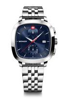 WENGER VINTAGE CLASSIC CHRONO Chronograph Stainless Steel Case Blue Silver Stainless Steel Quartz 50m Water Gift Analog Men's Watch, (316L), Dial,