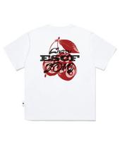 Escape From Red Cherry Bomb Print Oversized Short Sleeve T-Shirt White L