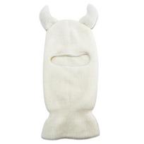 Ox Horn Horns Balaclava Knitted Caps Single Hole Halloween Cotton Hat Full Face Ski Mask  Winter tamsiai žalia spalva