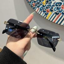 Eyewear Frameless Polarizing Lens Sunnies Retro Anti-UV Glasses Square Frame Sunglasses  Outdoor Style 1