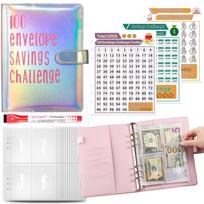 New Product 100 Envelope Money Saving Binder A5 Budget Binder Organizer Savings Challenge Planner Cash Wallet Saving With Pen (as the picture,A5&175*234)