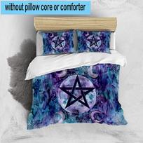 Pentagram And Moon Artwork 3pcs Bedding,Including 1pc Duvet Cover And 2pcs Pillowcases Perfect for Christmas,Ideal for Bedroom, Dormitory 135cm*200cm