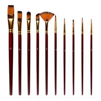 10pcs Paint Brushes Set Kit Artist Paintbrush Multiple Mediums Brushes with Nylon Hair for Artist vyno raudonos spalvos