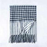 Naujas Houndstooth imitacijos kašmyro šalikas žieminis šiltas moteriškas languotas šalikas su kutais 65*180CM black