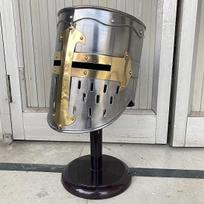 Templar Medieval  Crusader Helmet | Greco-Roman Spartan Armor | Antique Silver Helmet gray