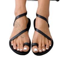 Fashion 2024 New Summer Sandals Women Flats Thong Narrow Rome Style Band Flip Flops Slip on Female Beach Shoes Ladies Fashion Sandalias 36 juoda