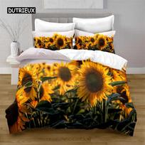 Sunflower Duvet Cover Set Yellow Flowers Lush Sunflowers In The Field Bedding Set Microfiber Botanical Floral Print Quilt Cover EU single(135x200cm)