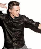 Stylish Handmade Black Shirt Men Real Lambskin Soft Leather Formal Wear Casual XS juoda