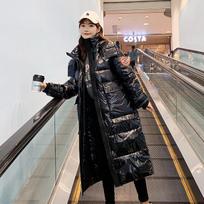 Fashion Glossy Down Jacket Winter Women's Over-the-knee Padded Jacket Women's Mid-length Thick Padded Jacket Bread Jacket XXL juoda