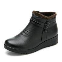 Žieminiai batai moterims, natūralios odos ankle boots, moteriški, su storu pliušu, šilti, sniego batai, motinai, vandeniui atsparūs, neslystantys, mažesni dydžiai 42 black