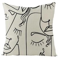 Nordic Abstract Linen Pillowcase Home Sofa Bedside Cushion Pillowcase 45x45cm Home Fashion Art Painting Printed Pillow Case 45x45cm