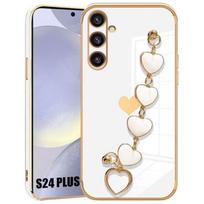 Case for Samsung Galaxy S24 Plus - Flexible - Shockproof - Anti-Scratch - Heart Pattern balta