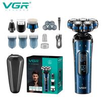 High-quality Reciprocating  Multi-blade Floating Electric Shaver Household Digital Display  Waterproof Four-in-one Men's Care Set Razor mėlyna