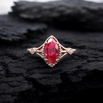Marquise Red Ruby Ring, Delicate Yellow Gold Plated Ring, July Birthstone Jewelry, , CZ Diamond Wedding Ring 5 US sidabras