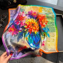 100% Natūralaus Šilko Skara Moteriška Kaklui Plaukams Foulard Kvadratinė Galvos Juosta Skaros Bandana Mada Nauja Hijabo Spaudinys Pončo Skaros Pashmina Real Silk 53x53cm