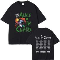 Roko Grupė Alice in Chains Face Lift Turas 1991 M. Marškinėliai Vyrams Moterims Punk Atsitiktiniai Per dydį Marškinėliai Viršutiniai Drabužiai Vyriška Mada Grynos Medvilnės Marškinėliai S