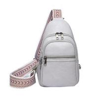 Women  Crossbody Bags PU Leather Sling Bag Fanny Pack Belt Bag for Women for Travel Multilayer and Card Slot A white