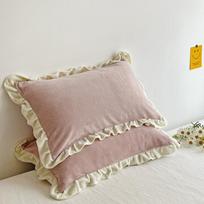 Žieminės storos pieno aksomo koralų vilnos pagalvių užvalkalai su raukšlėmis - Vienspalviai Pillowcase Pair: 48*74cm each