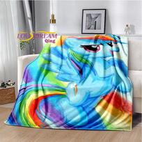 Animacinis vienaragis Little Pony spausdintas pledas Flanelinis pledas Lovos užtiesalas Minkštas animacinių gyvūnų spausdintas lovatiesis Sofos pledas 75x90cm