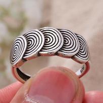 Fashion Round Circle Thai Silver Female Rings For Women Best Christmas Gift 2023 No Fade Cheap resizable