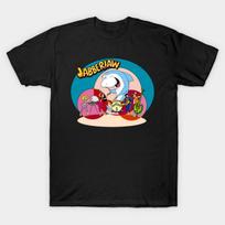 Men Black Print T-shirt Jabberjaw No-Cut Transfer Paper Print Cotton Tshirt L juoda