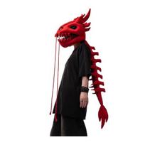 Kinų Loong Kaukolės Galvos Apdangalas 3D Drakono Kaulo Galvos Kostiumo Rekvizitas Helovino Cosplay vakarėliui Sceninėms Estetikai Pliušinis Galvos Dangalas raudona