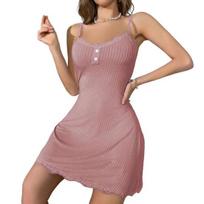 Moteriški Seksualūs Nėriniuoti Naktiniai Marškiniai Be Rankovių su Spagečių Petnešėlėmis, Briaunoti Chemise Naktiniai Drabužiai, Minkštas Babydoll Sijonas Naktiniai Marškiniai S rožinė