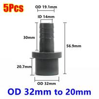 5 vnt. 20/25/32 mm į 8-25 mm žarnos jungties adapteris, minkštų vamzdžių jungčių detalės akvariumui 5Pcs 32mm to 20mm