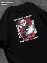 Madness Combat black T‑shirt Mens Tshirt Womens Tshirts with Letters Print Short Sleeves T-Shirt Casual Street Tee Shirt Top XXL