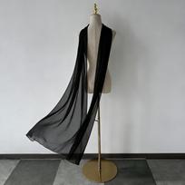 Vienos spalvos šifono nuotakos skraistė - Vestuvių ir gatvės mados aksesuaras 300CM*70CM juoda